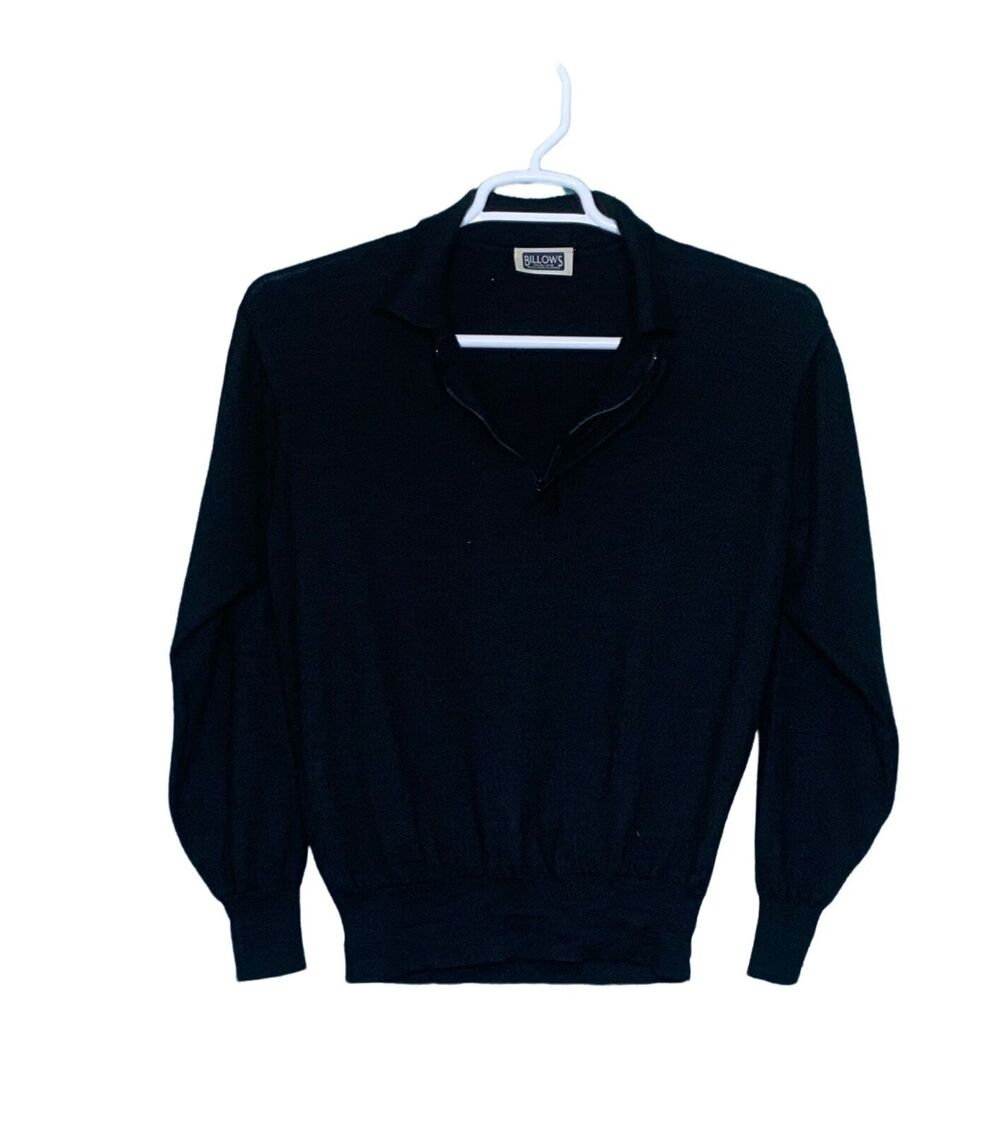 Billow men black wool blend long sleeves sweater size 50 - medium